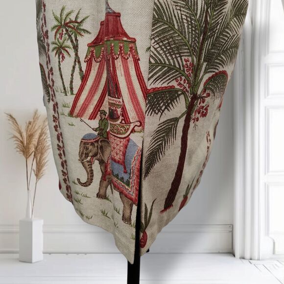 Vintage 90s Elephant Tapestry Print Midi Dress Size 8 Beaded Cotton India - Picture 8 of 16